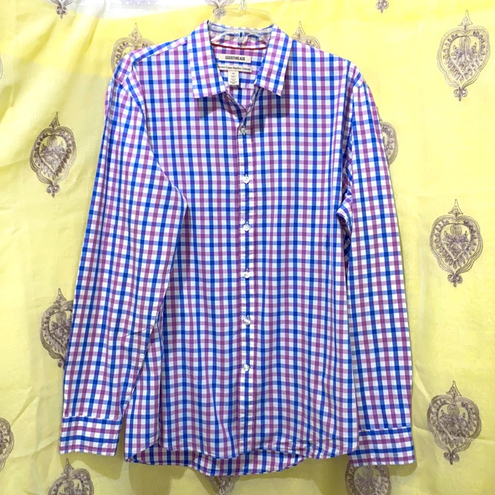 Men Goodthreads Button-Down Small-Checkered Multi… - image 1